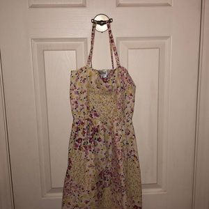 White Yellow Pink Blue Midi Dress